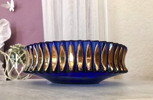 Vintage 70er kobaltblau gold - 70er,