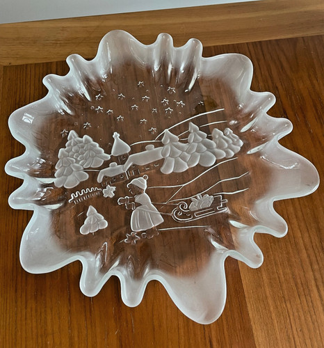 Vintage glasschale wintermotiv - glasschale,